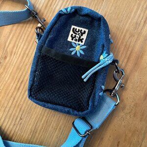 Lucy & Yak Brady crossbody mini bag, daisy embroidered denim print